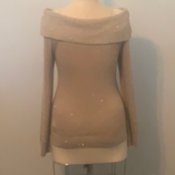 Michael Michael Kors gold sequin sweater.  Off the shoulder cowl - Picture 3 of 10